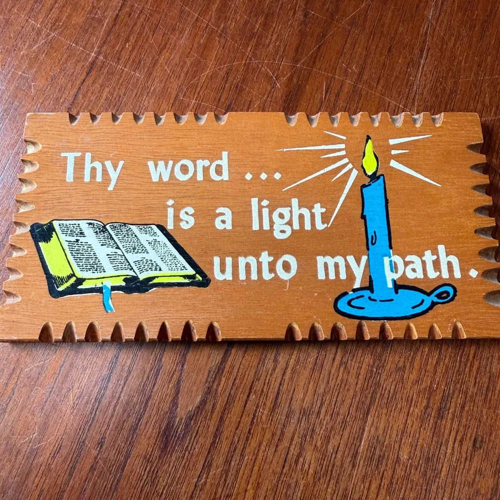 Vintage Wood Bible Verse Wall Plaque Thy Word Is A Light Unto My Path Religious